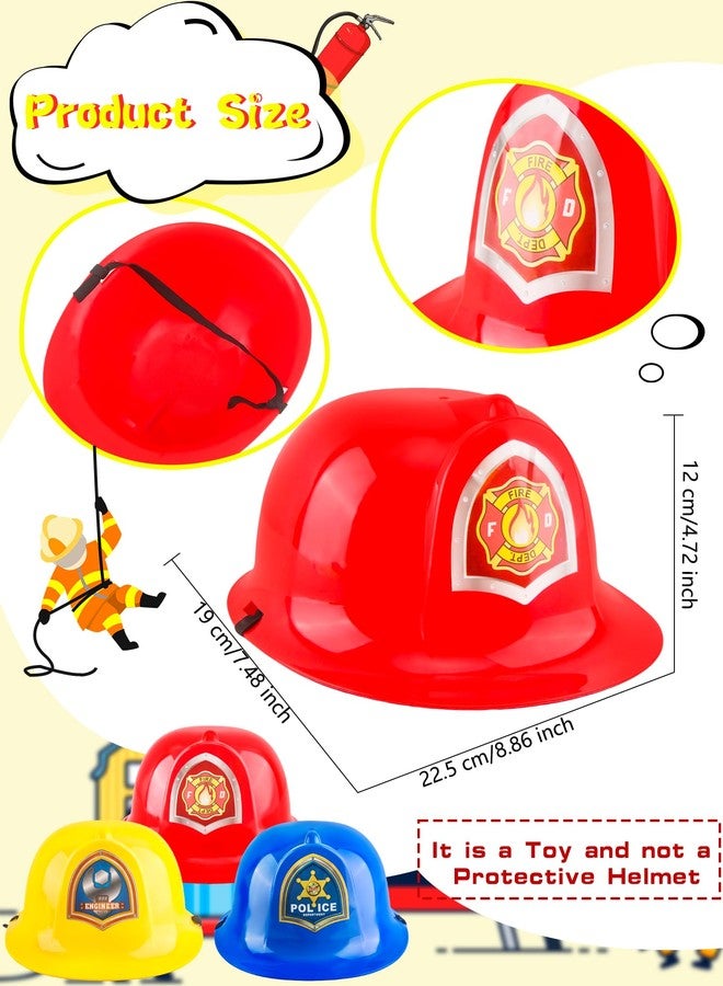Skyebed 3 Pcs Plastic Fireman Hat Police Engineer Helmet Construction Career Role Play Hard Hats for Kids Toddler Cosplay Dress (Color Style 1) - Image 2